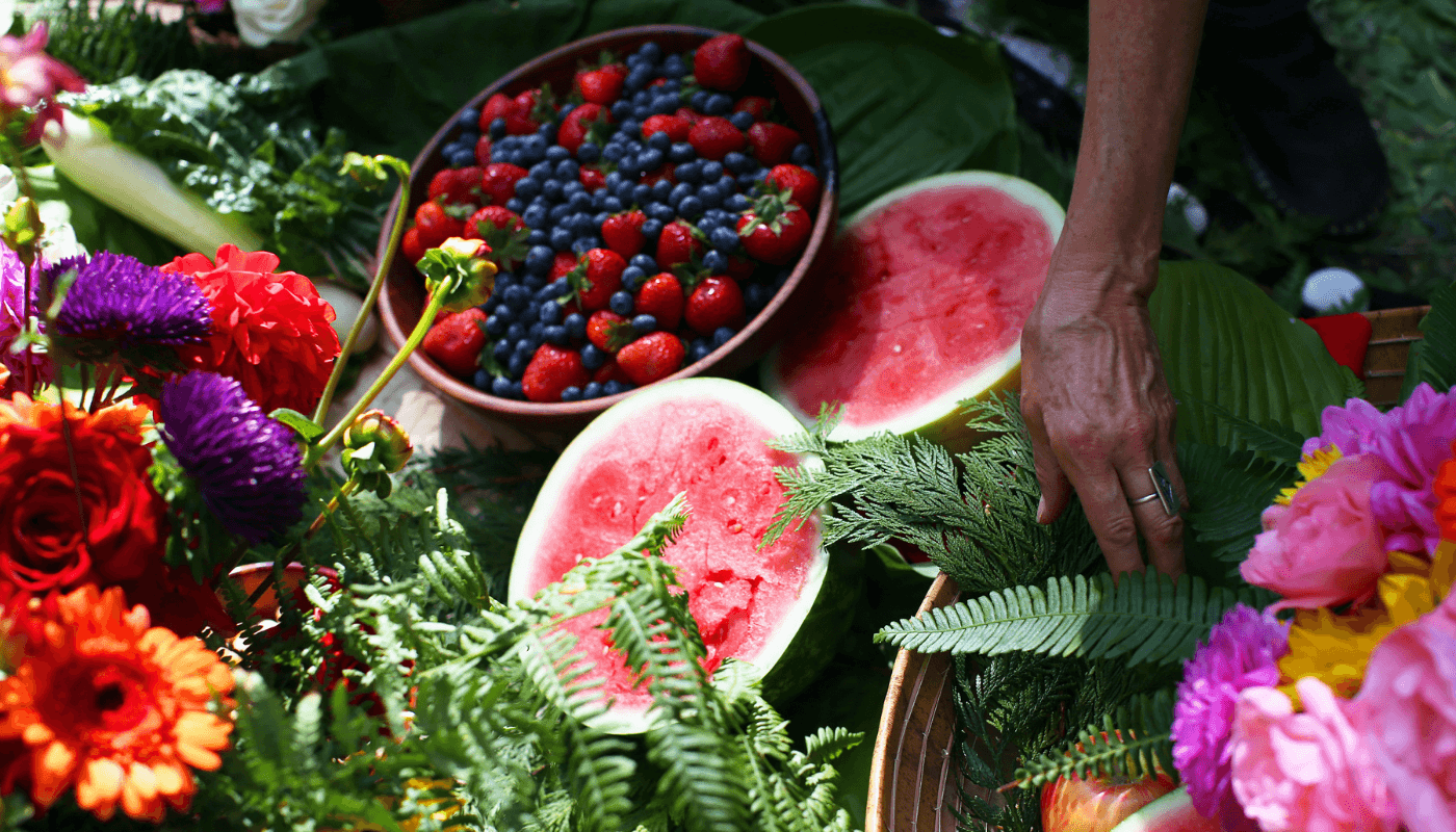 Berries, flowers, and Abundance altar